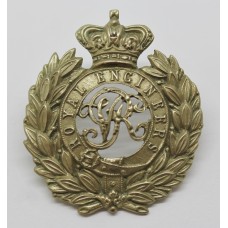 Victorian Royal Engineers Volunteers White Metal Cap Badge