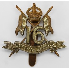 Scarce Edwardian 16th Queen's Lancers Cap Badge - King's Crown (no 'The' in scroll). (c.1902-1905)