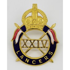 24th Lancers Officer's Cap Badge - King's Crown