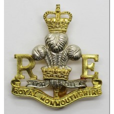 Royal Monmouthshire Royal Engineers Bi-Metal Cap Badge - Queen's Crown