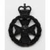 Royal Green Jackets Blackened Anodised (Staybrite) Cap Badge - Queen's Crown