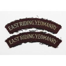 Pair of WW2 East Riding Yeomanry Cloth Shoulder Titles