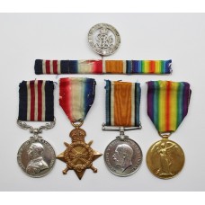 WW1 Military Medal, 1914-15 Star, British War Medal & Victory Medal Group with Silver War Badge - G.W. Hepworth A.B., Hawke Bn. R.N.V.R. (Wounded)