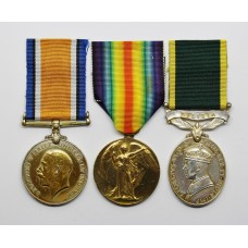 WW1 British War Medal, Victory Medal and George VI Territorial Efficiency Medal (Militia) - Pte. E. Truman, South Wales Borderers & Royal Monmouthshire R.E.