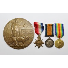 WW1 1914-15 Star, British War Medal, Victory Medal & Memorial Plaque - Pte. F.. Holder, 15th (Carmarthanshire Pals) Bn. Welsh Regiment & 11th Bn. Cheshire Regiment - Died as a P.O.W.