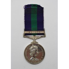 General Service Medal (Clasp - Malaya) - Pte. L.E. Cross, Q.A.R.A.N.C.