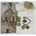 WW1 British War Medal, Victory Medal and WW2 Defence Medal with Dog Tags, Identity Bracelet and Boxes of Issue - Gnr. A.V. Bolam, Royal Artillery