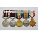 WW1 1914 Mons Star, British War Medal, Victory Medal, Army LS&GC and Meritorious Service Medal Group of Five - Sjt. J. Boags, Royal Scots Fusiliers