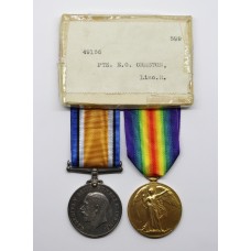 WW1 British War & Victory Medal Pair - Pte. E.G. Ormston, Lincolnshire Regiment