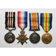 WW1 Military Medal, 1914-15 Star, British War Medal & Victory Medal Group - Bmbr. H. Gorst, Royal Field Artillery (Twice Wounded)