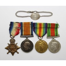 WW1 1914-15 Star Medal Trio, WW2 Defence Medal and Silver Identity Bracelet - Lt. M.A.C. Ritter, Royal Navy