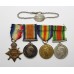 WW1 1914-15 Star Medal Trio, WW2 Defence Medal and Silver Identity Bracelet - Lt. M.A.C. Ritter, Royal Navy