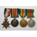 WW1 1914-15 Star Medal Trio, WW2 Defence Medal and Silver Identity Bracelet - Lt. M.A.C. Ritter, Royal Navy
