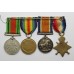 WW1 1914-15 Star Medal Trio, WW2 Defence Medal and Silver Identity Bracelet - Lt. M.A.C. Ritter, Royal Navy
