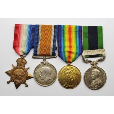 WW1 1914-15 Star Medal Trio and 1908 India General Service Medal (Clasp - Afghanistan N.W.F. 1919) Group of Four - Bdr. J. Shekelton, Royal Artillery