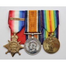 WW1 1914 Mons Star & Bar Medal Trio - Pte. H. Carpenter, 1st Grenadier Guards - Wounded