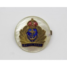 Royal Navy Enamelled Sweetheart Brooch - King's Crown