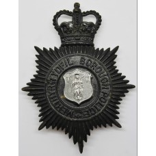 Merthyr Tydfil Borough Police NIght Helmet Plate - Queen's Crown