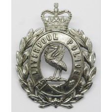 Liverpool City Police Wreath Helmet Plate - Queen's Crown