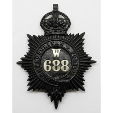 Metropolitan Police 'W' Division (Clapham) Helmet Plate - King's Crown