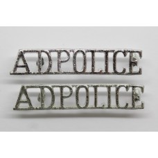 Pair of Army Depot Police (A.D.POLICE) Anodised (Staybrite) Shoulder Titles