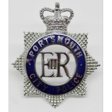 Portsmouth City Police Senior Officer's Enamelled Cap Badge - Queen's Crown