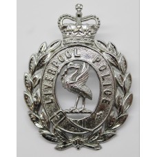 Liverpool City Police Wreath Helmet Plate - Queen's Crown