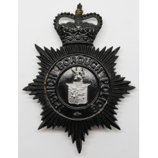 Ipswich Borough Police Night Helmet Plate - Queen's Crown