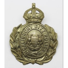 Salisbury City Police Wreath Helmet Plate - King's Crown