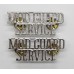Pair of Ministry of Defence Guard Service (MOD GUARD/SERVICE) Anodised (Staybrite) Shoulder Titles