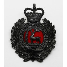 Berkshire Constabulary Black Wreath Helmet Plate - Queen's Crown