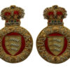 Pair of Essex Yeomanry Officer's Bullion Mess Dress Collar Badges - Queen's Crown