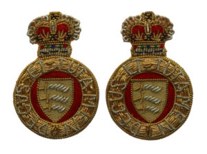Pair of Essex Yeomanry Officer's Bullion Mess Dress Collar Badges - Queen's Crown