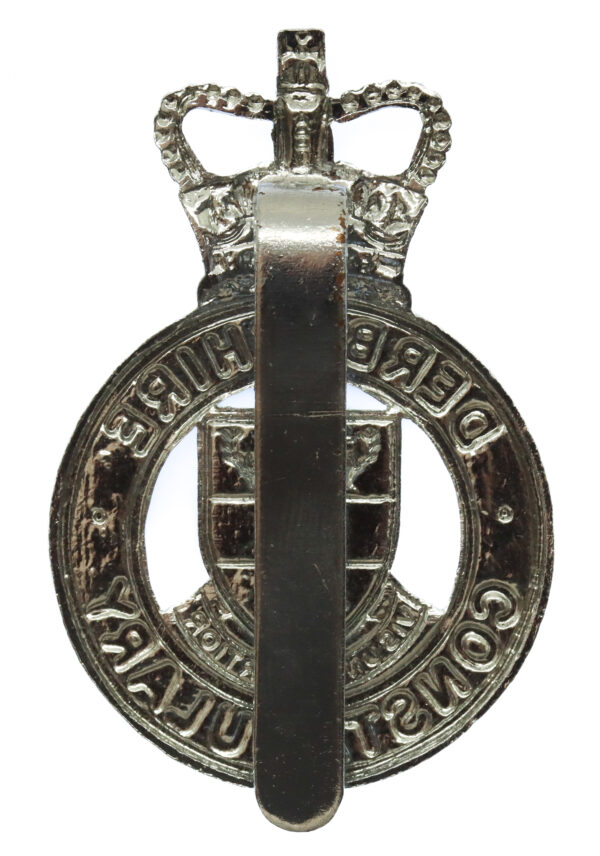 Derbyshire Constabulary Enamelled Cap Badge - Queen's Crown