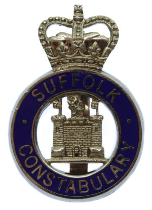 Suffolk Constabulary Large Enamelled Cap Badge - Queen's Crown