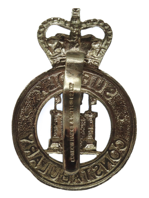 Suffolk Constabulary Large Enamelled Cap Badge - Queen's Crown