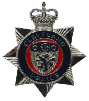 Cleveland Police Enamelled Star Cap Badge - Queen's Crown