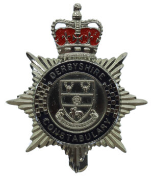 Derbyshire Constabulary Enamelled Cap Badge - Queen's Crown