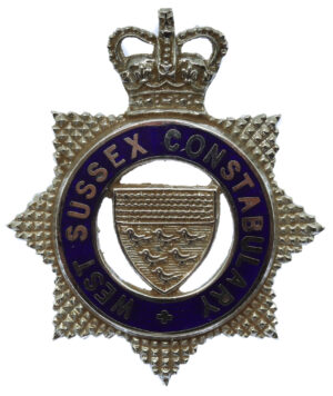 West Sussex Constabulary Senior Officer's Enamelled Cap Badge - Queen's Crown