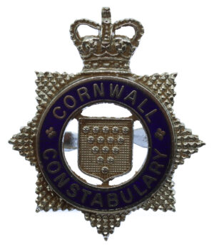 Cornwall Constabulary Senior Officer's Enamelled Cap Badge - Queen's Crown