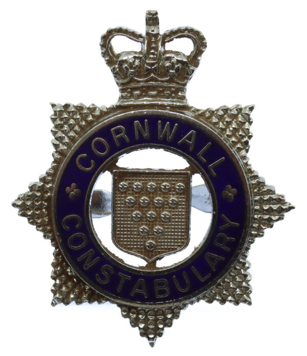 Cornwall Constabulary Senior Officer's Enamelled Cap Badge - Queen's Crown