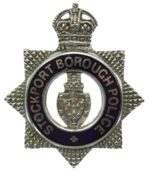 Stockport Borough Police Senior Officer's Enamelled Cap Badge - King's Crown