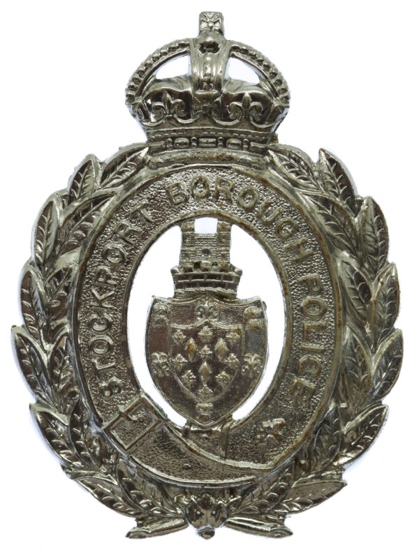 Stockport Borough Police Wreath Helmet Plate - King's Crown