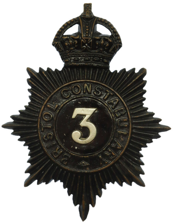 Bristol Constabulary Night Helmet Plate - King's Crown