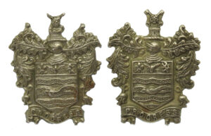 Pair of Blackpool Police White Metal Coat of Arms Collar Badges