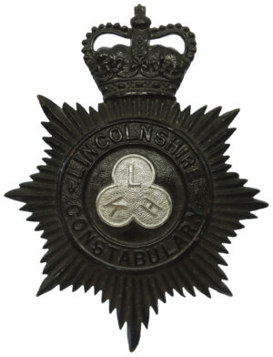 Lincolnshire Constabulary Night Helmet Plate - Queen's Crown