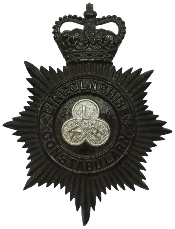 Lincolnshire Constabulary Night Helmet Plate - Queen's Crown