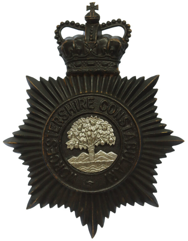 Worcestershire Constabulary Night Helmet Plate - Queen's Crown