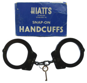 Hiatts Snap-on Police Handcuffs in Original Box with Key