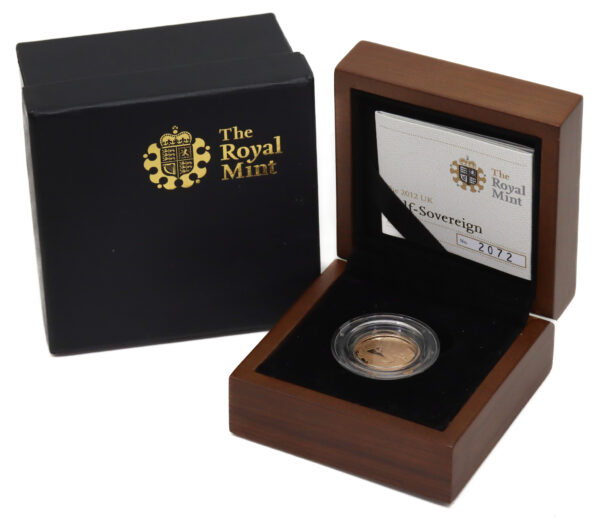 Royal Mint 2012 22ct Gold Proof Half Sovereign Coin in Box